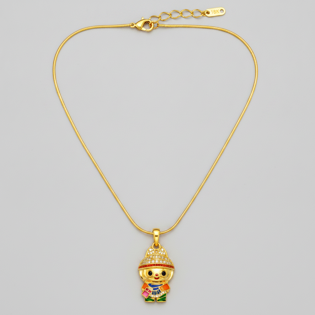 Charming Lucky Doll Pendant Chain Necklace