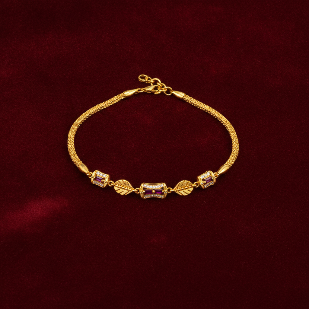 Imperial Ruby Baguette Link Bracelet for Women & Girls