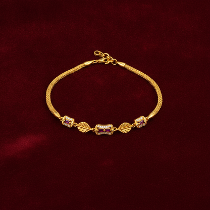 Imperial Ruby Baguette Link Bracelet for Women & Girls