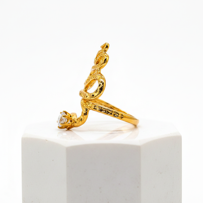 Designer Anti-Tarnish Serpent Coil Ring with CZ Stone