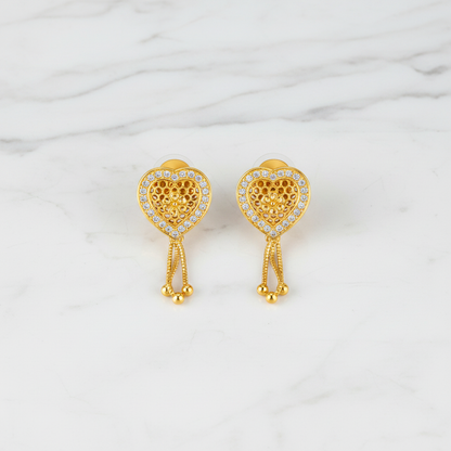 Crystal Heart Tassel Earrings for Women