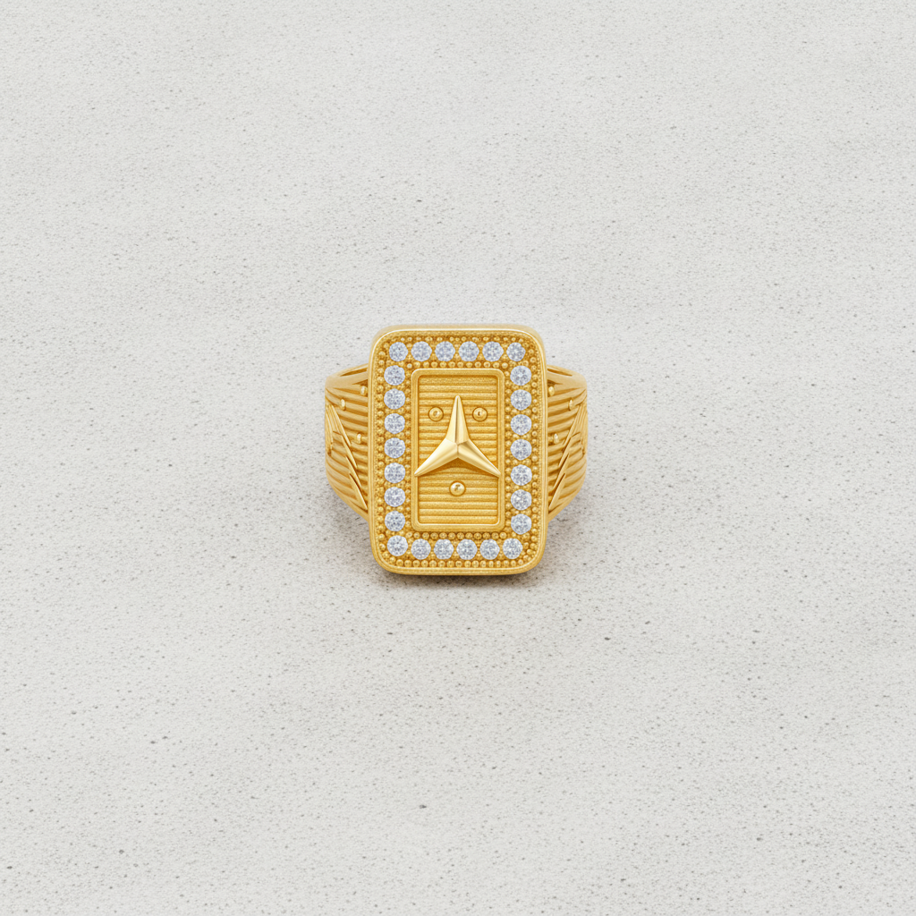 Crownline Crystal Rectangular Statement Ring for Men
