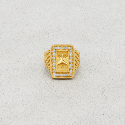 Crownline Crystal Rectangular Statement Ring for Men