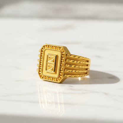 Royal Textured Crest Wide Band Ring for Men