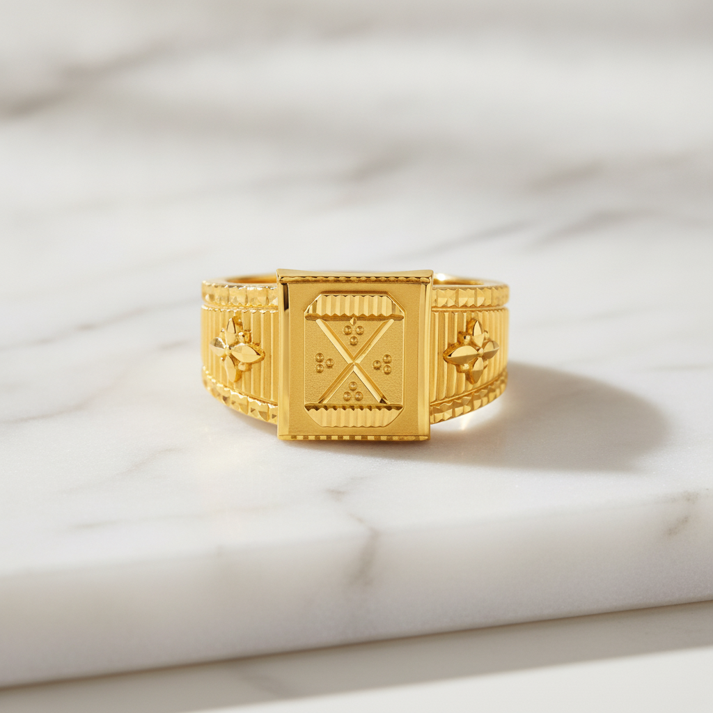 Classic Square Engraved Designer Ring for Men