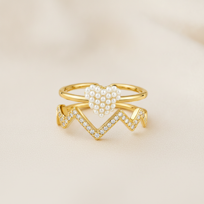 Pearl Crown Chevron Designer Ring