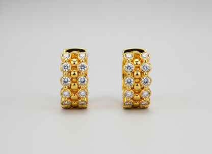 NuGold Luxe Crystal Cluster Gold-Toned Huggie Hoop Earrings for Women