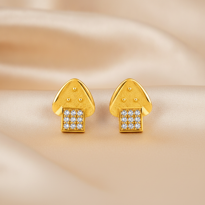 Celestial Tri-Beaded Cap Ear-Studs Earring
