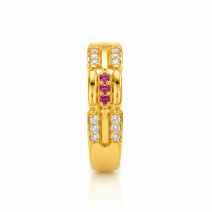 Imperial Ruby Triple Channel CZ Ring