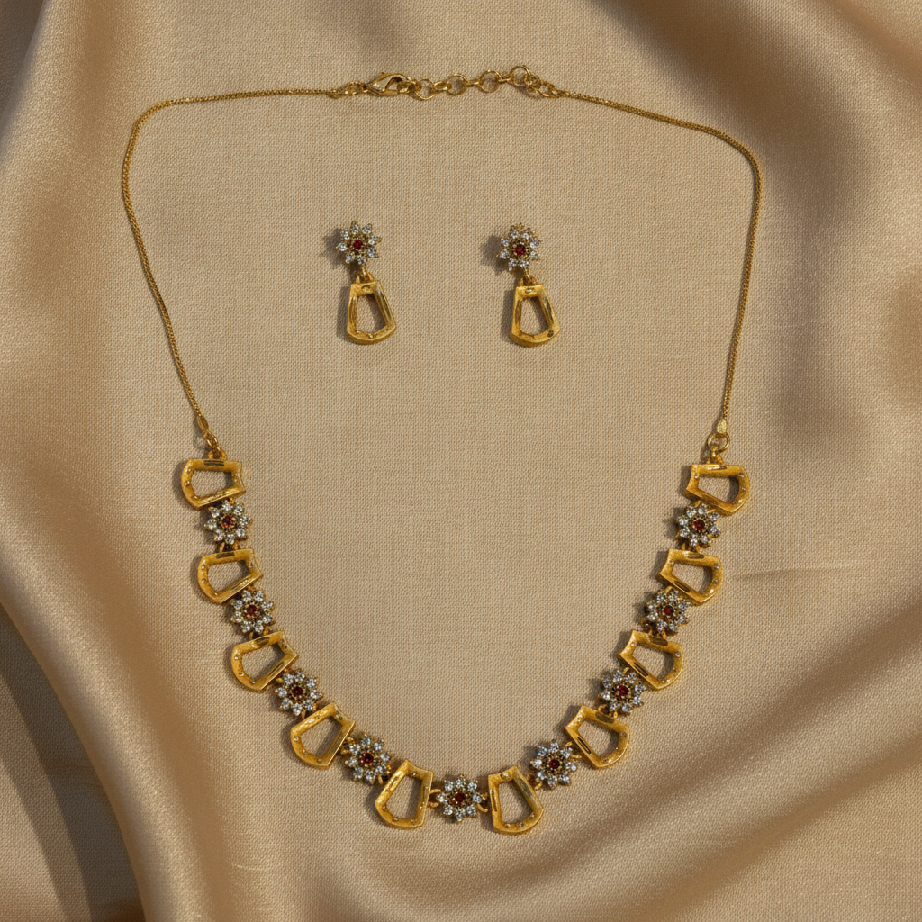 NUGOLD Scarlet Sparkle Gold-Plated Necklace Set