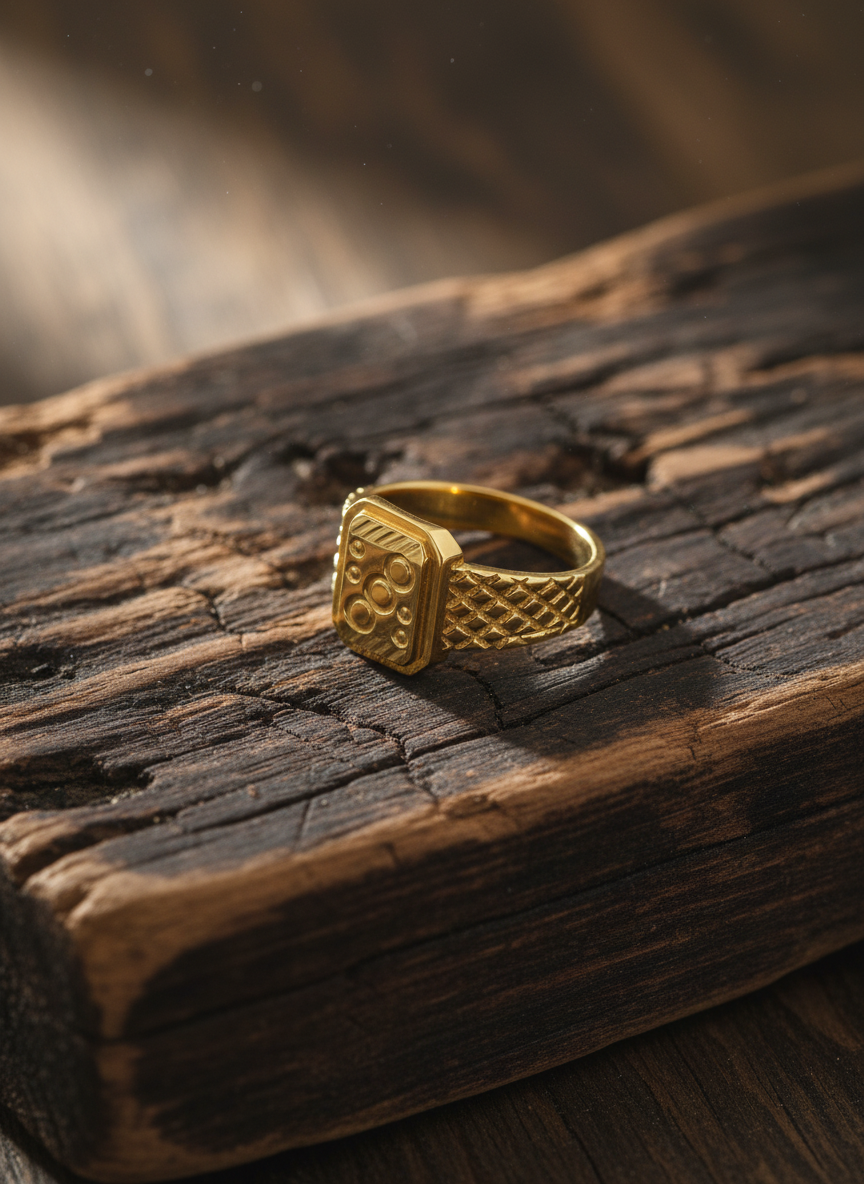 NuGold Geometric Royale Signet Ring