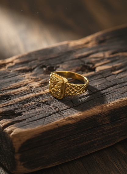 NuGold Geometric Royale Signet Ring