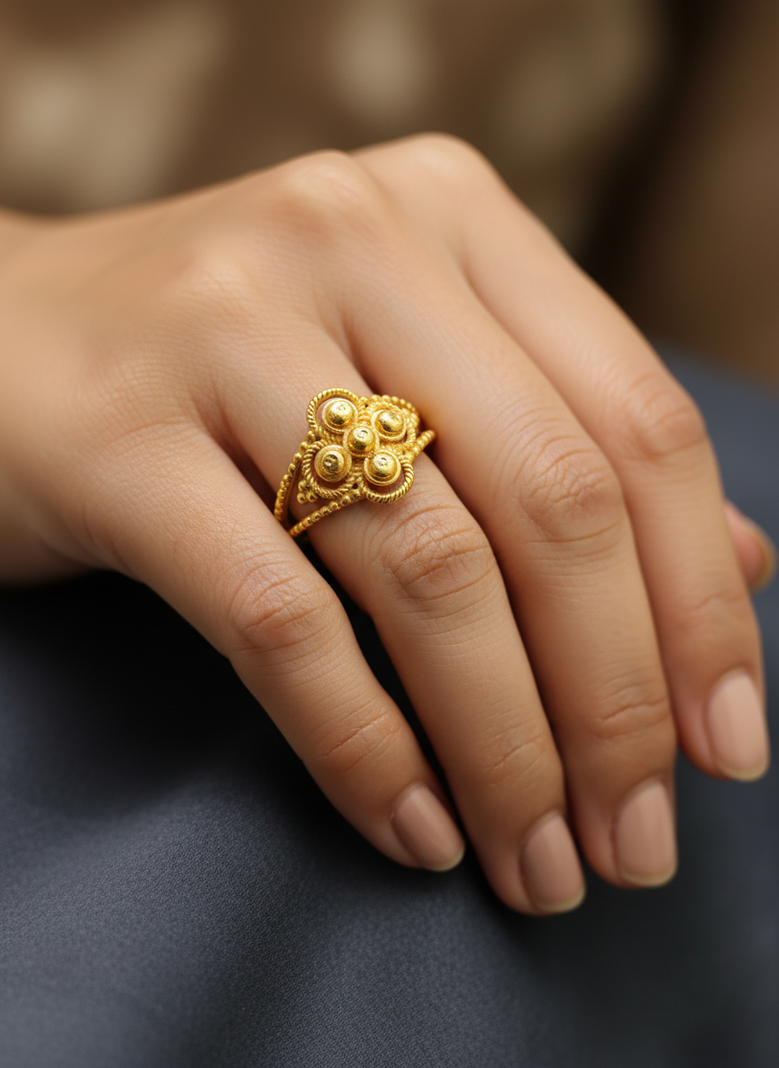 NuGold Antique Floral Heritage Ring