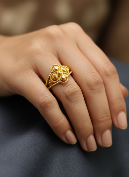 NuGold Antique Floral Heritage Ring