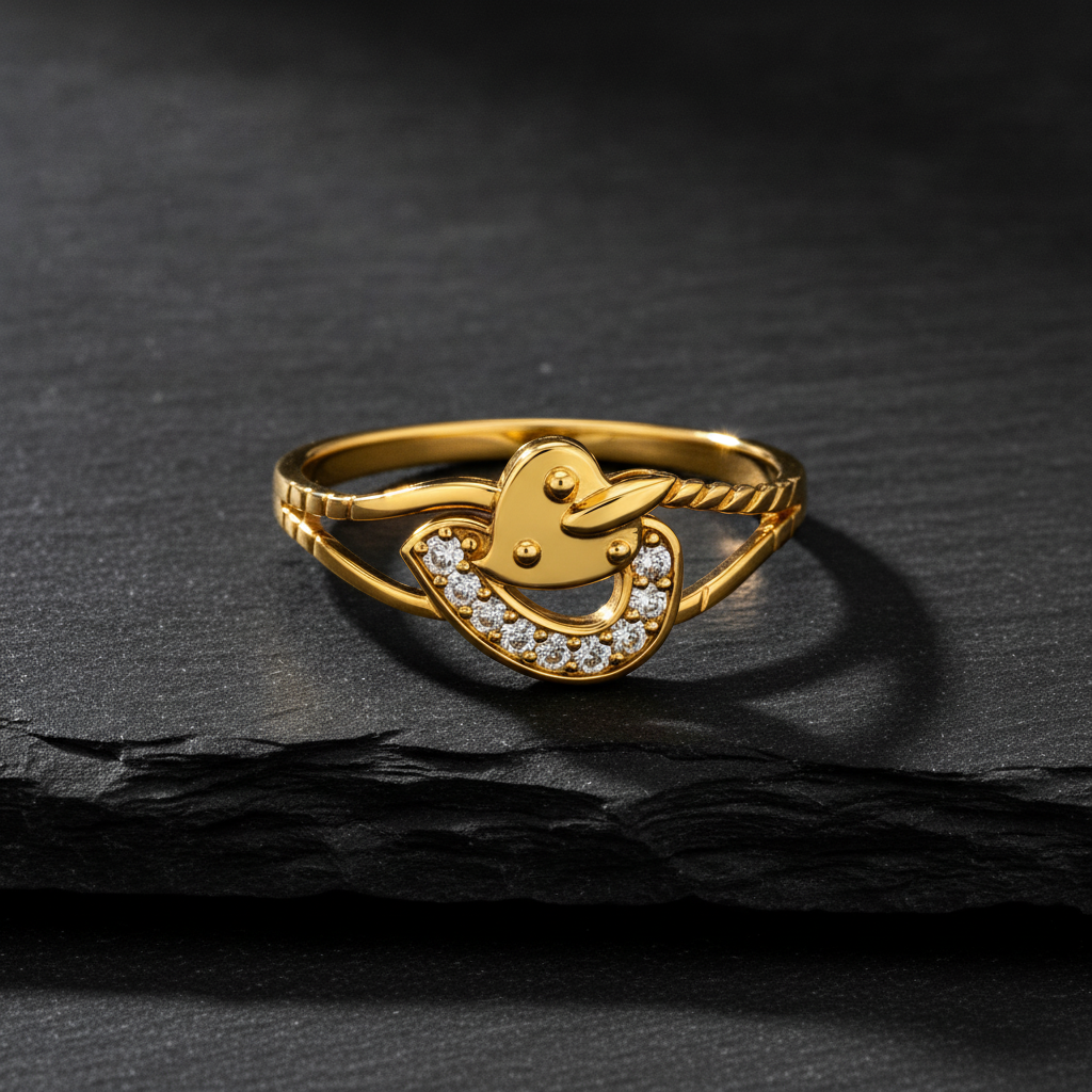 Royal Lovebird Heart Embrace Statement Ring for Women