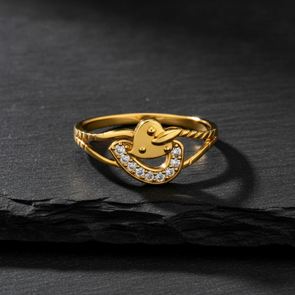 Royal Lovebird Heart Embrace Statement Ring for Women