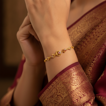 Luxury Ruby Trinity Charm Bracelet for Women & Girls