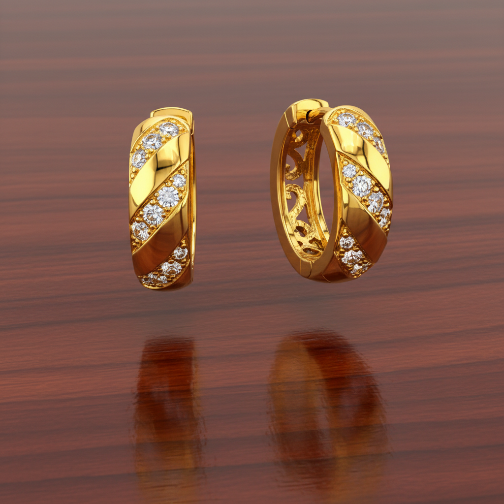 NuGold Twisted Crystal Gold-Toned Huggie Hoop Earrings for Women
