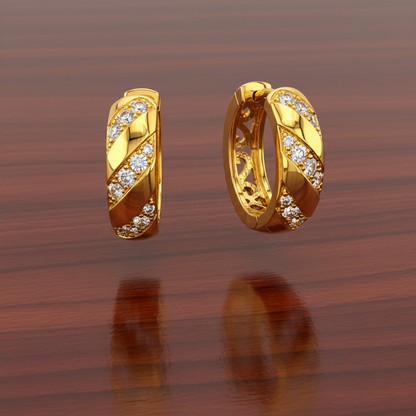 NuGold Twisted Crystal Gold-Toned Huggie Hoop Earrings for Women