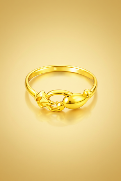 NUGOLD Elegant Gold Women’s Ring with Leaf & Loop Design