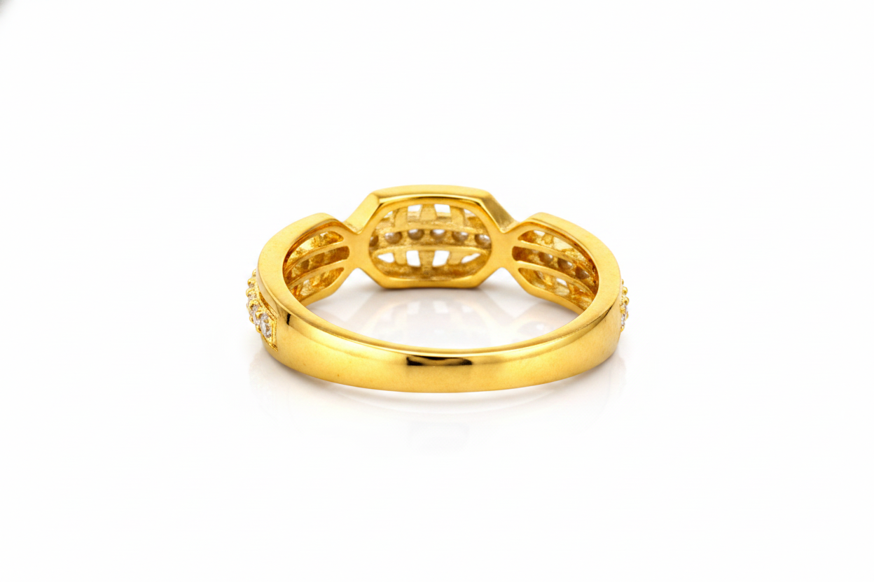 NuGold Crystal Infinity Twist Gold Ring for Women