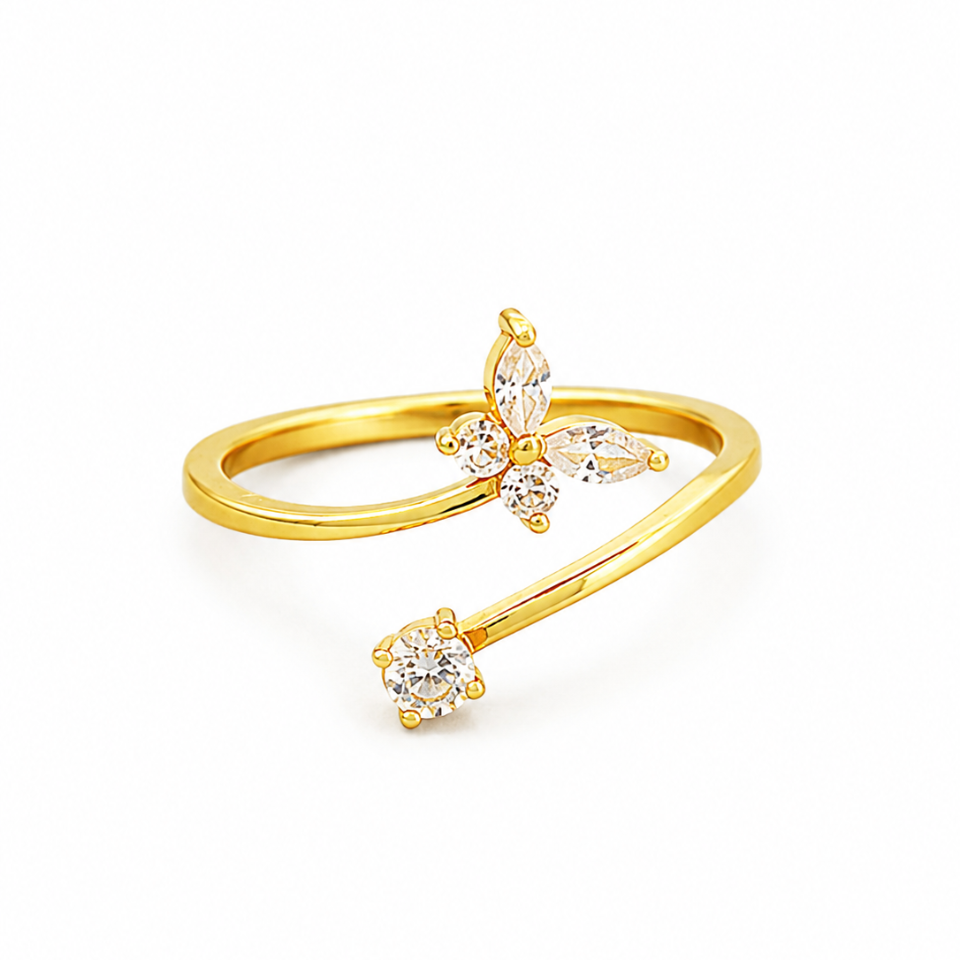 NUGOLD Bloom Spark CZ Open Ring for Women