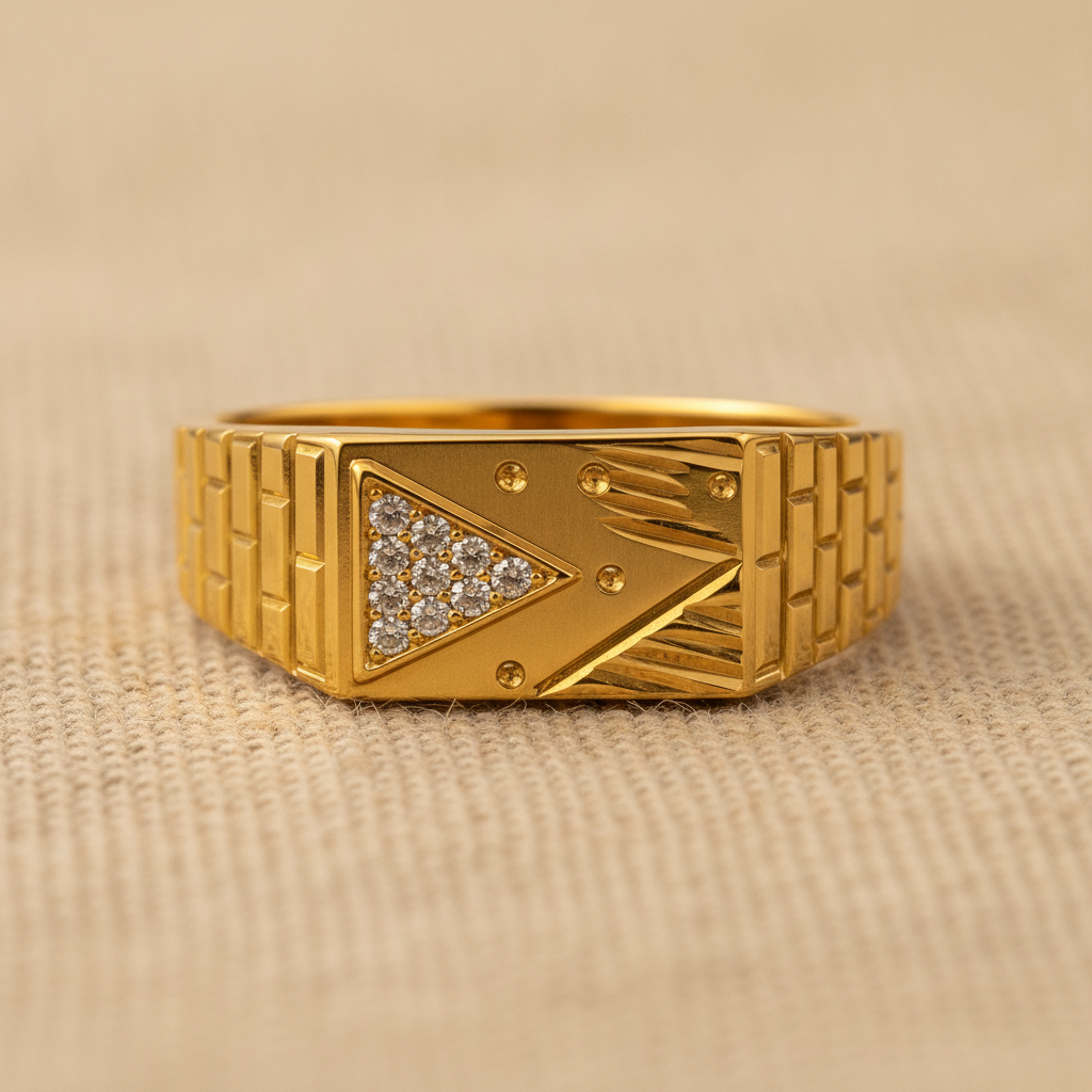 Classic Crystal CZ Triangle Statement Ring for Men