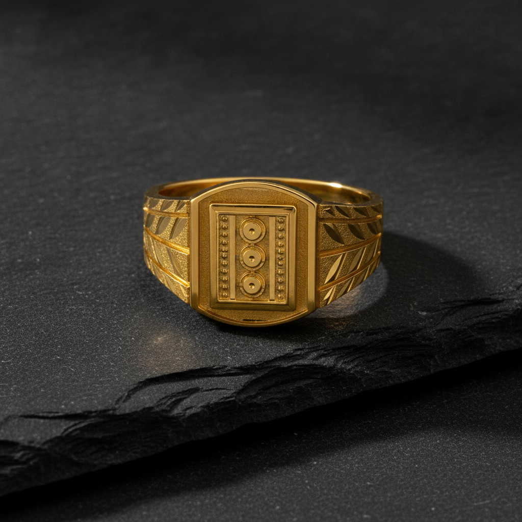 Royal Triple Medallion Geometric Statement Ring for Men