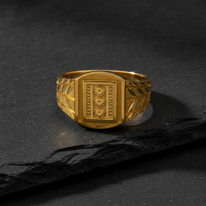 Royal Triple Medallion Geometric Statement Ring for Men