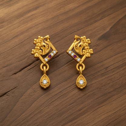 Royal Beaded Teardrop Crystal Drop Earrings for Women