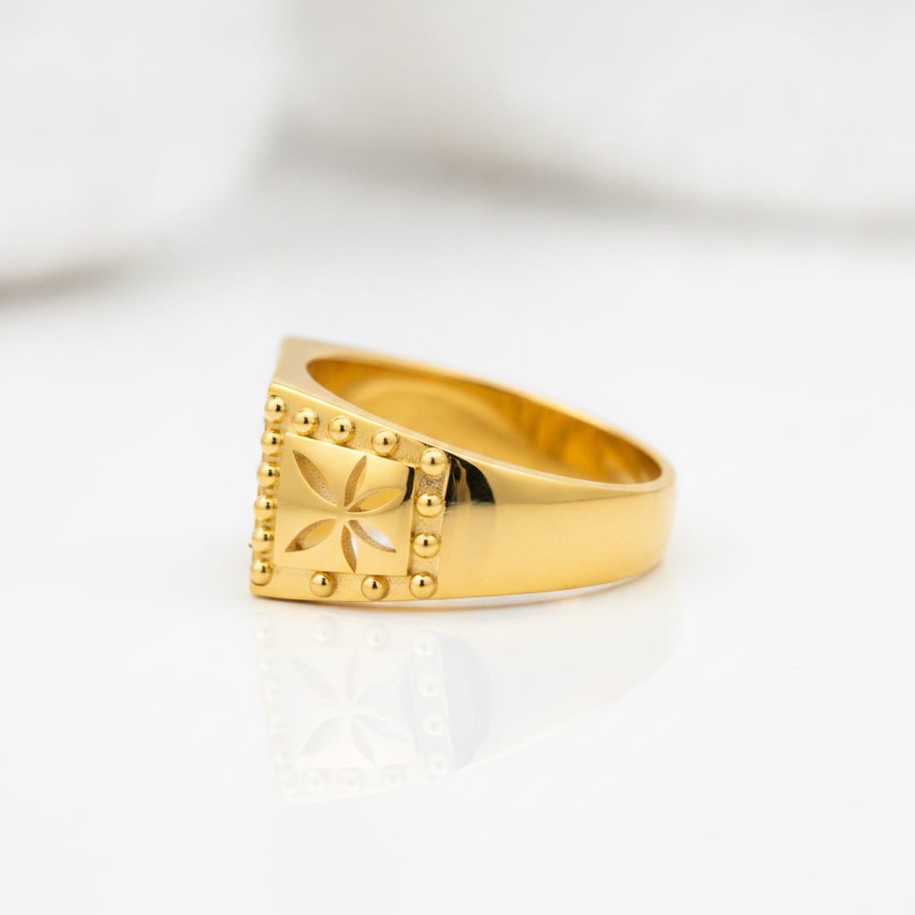 NUGOLD Royal Heritage Geometric Statement Ring for Men
