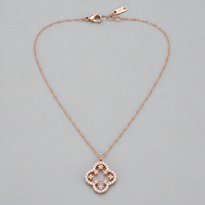 Rose Gold Crystal Clover Pendant Necklace for Women