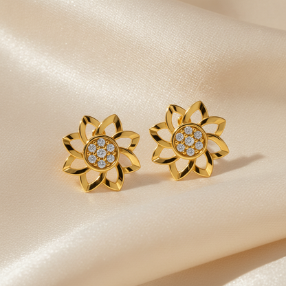 Elegant Floral Halo Sparkle Stud Earrings