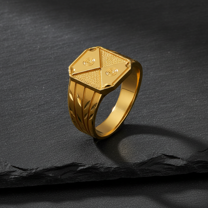 Royal Quad Crest Geometric Signet Ring for Men