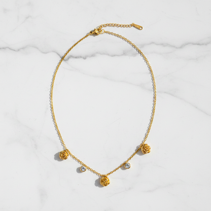 Golden Bloom Crystal Drop Necklace
