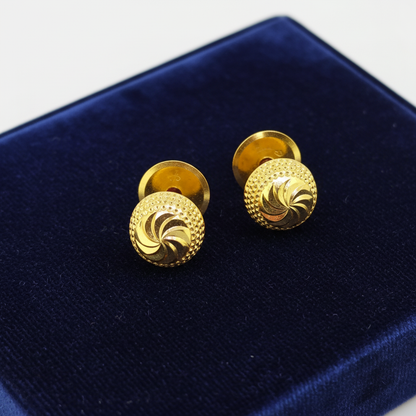 NuGold Textured Gold-Toned Designer Stud Earrings for Women