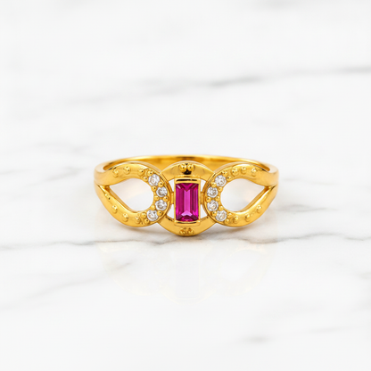 Regal Ruby Infinity Embrace Statement Ring for Women