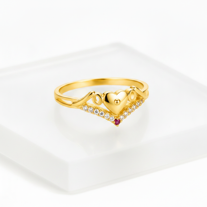 NUGOLD Stylish Heart Charm Gold Finish Ring for Women