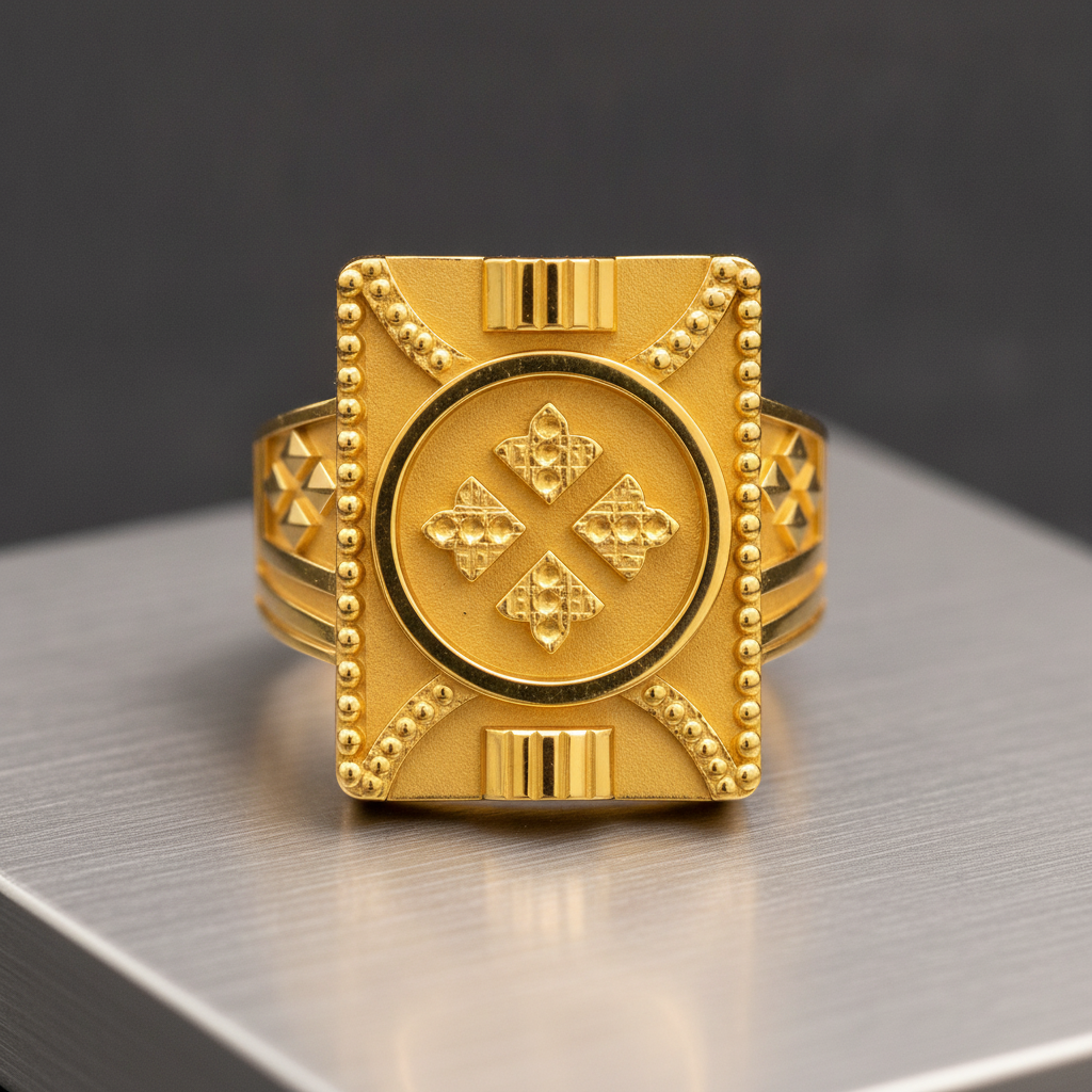 Royal Insignia Textured Statement Ring for Men