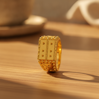 Imperial Dual Crest Engraved Statement Ring