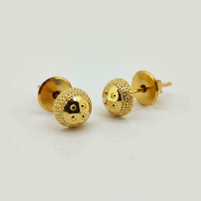 NuGold Textured Round Gold-Toned Stud Earrings for Women
