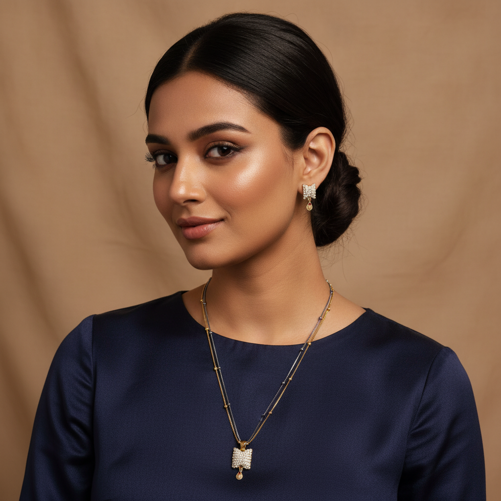 NUGOLD Crystal Veil Pendant & Earrings Set
