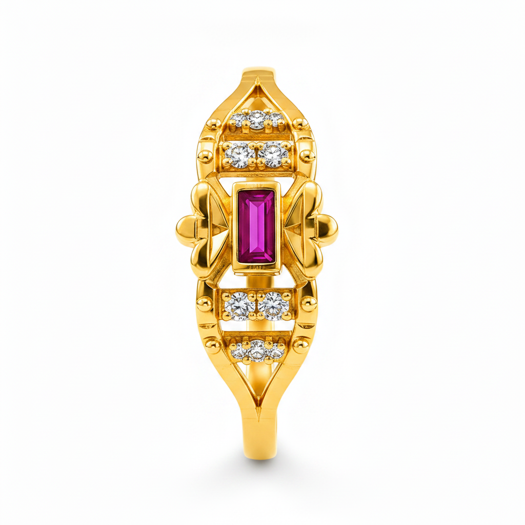 Royal Ruby Emblem Sparkle Statement Ring for Women
