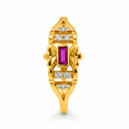Royal Ruby Emblem Sparkle Statement Ring for Women