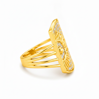 Golden Sunburst Radiance Statement Ring
