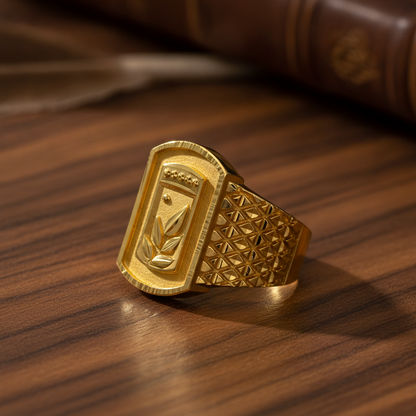 Classic Leaf Motif Textured Statement Ring for Men