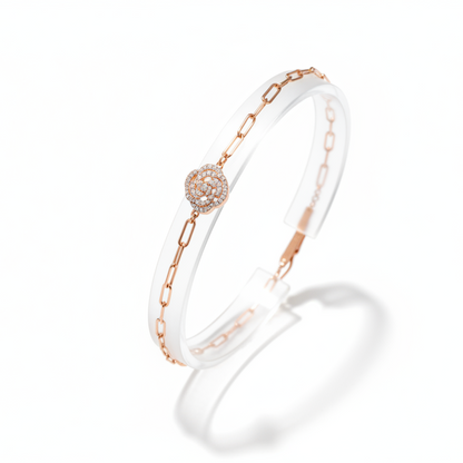 Elegant Rose Bloom CZ Sterling Silver Bracelet for Women