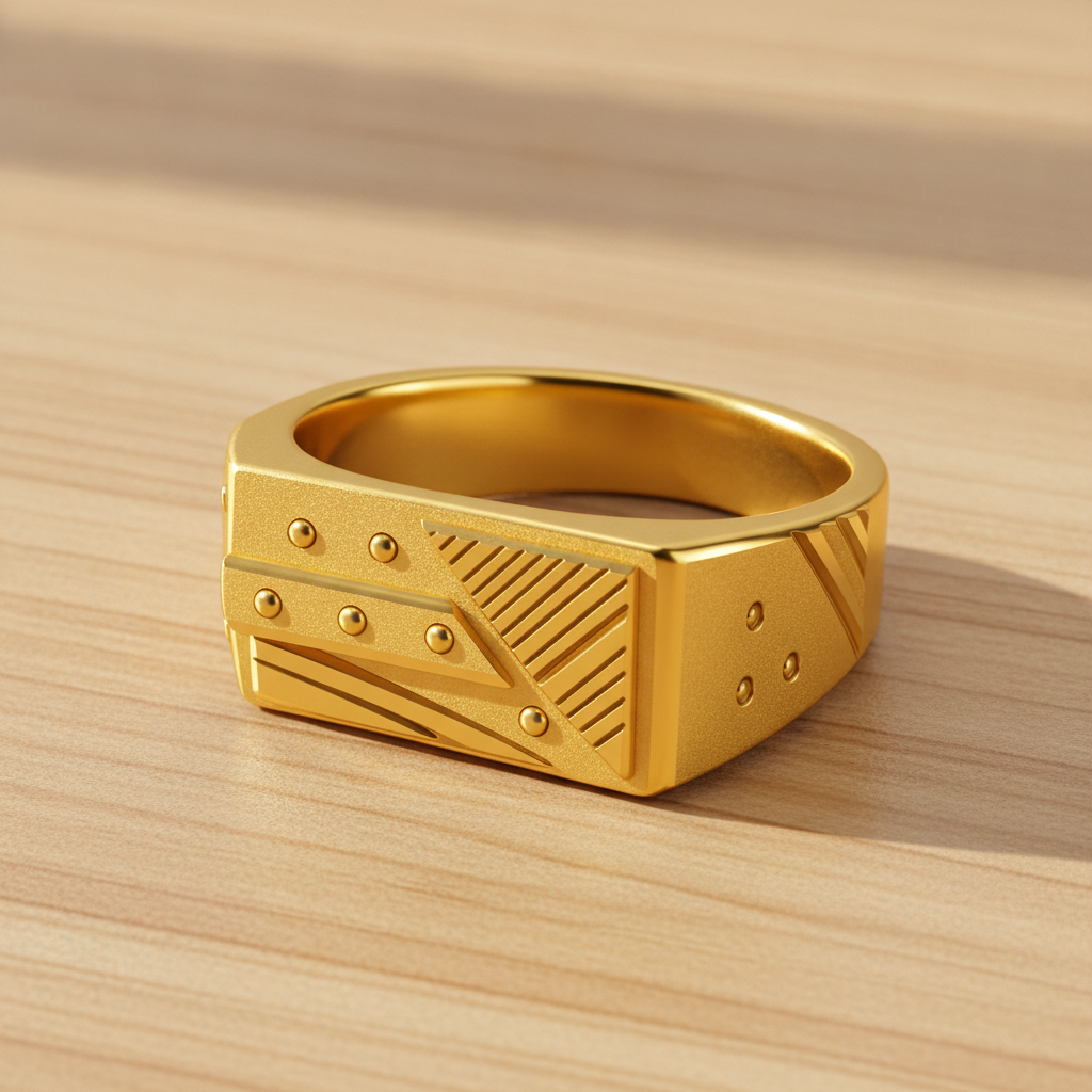 Urban Edge Geometric Textured Statement Ring for Men