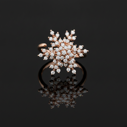 Luxury 360° Rotating Snowflake Spinner Ring with Sparkling CZ Stones
