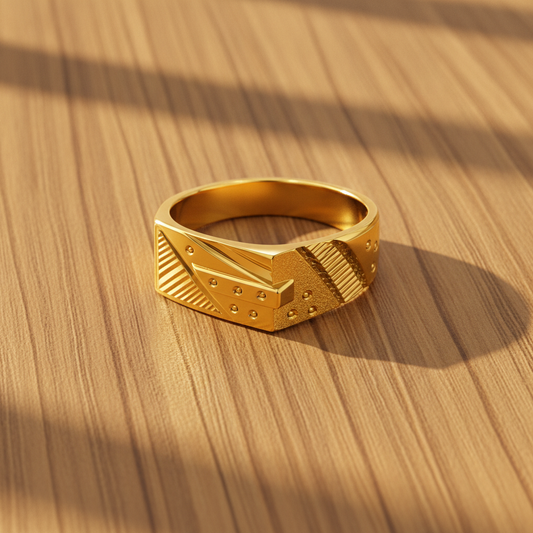 Bold Geometric Textured Statement Ring for Men